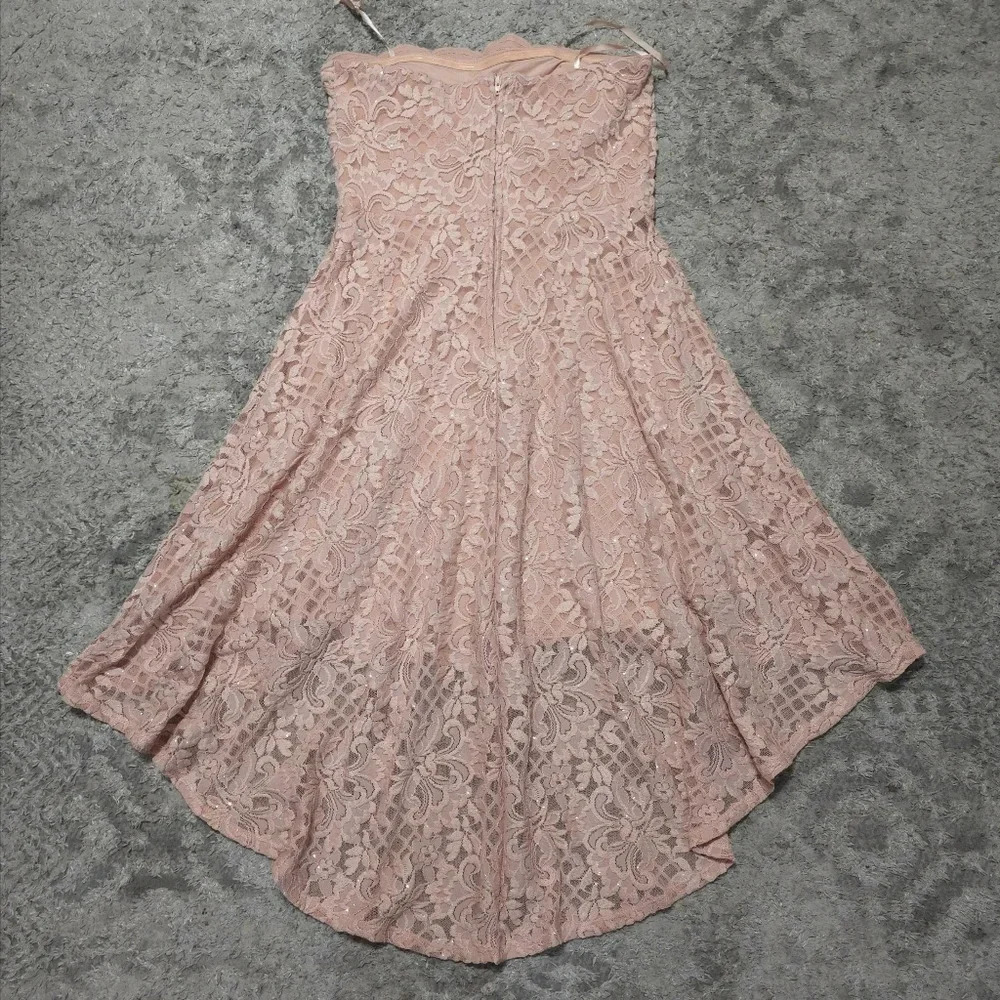 ✨️4/$20. Juniors Scalloped Lace High-Low Cocktail & Wedding Guest Formal Dress - Picture 9 of 16